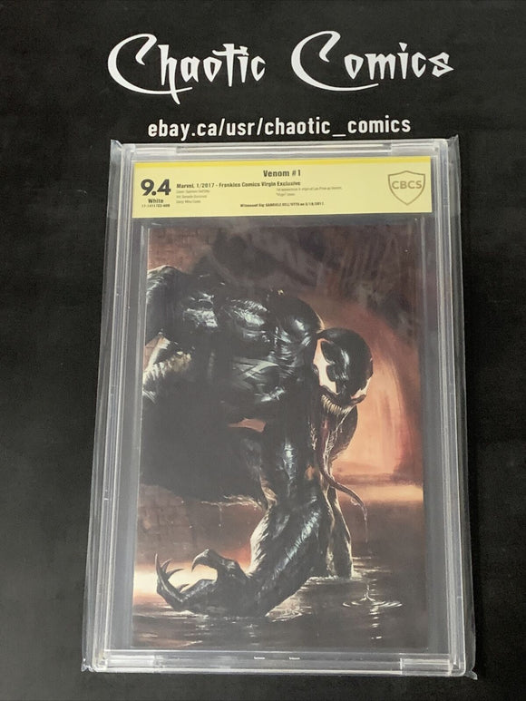 Venom 1 Frankies Comics Virgin Variant 2017 CBCS 9.4 SS Signed By Dell Otto!