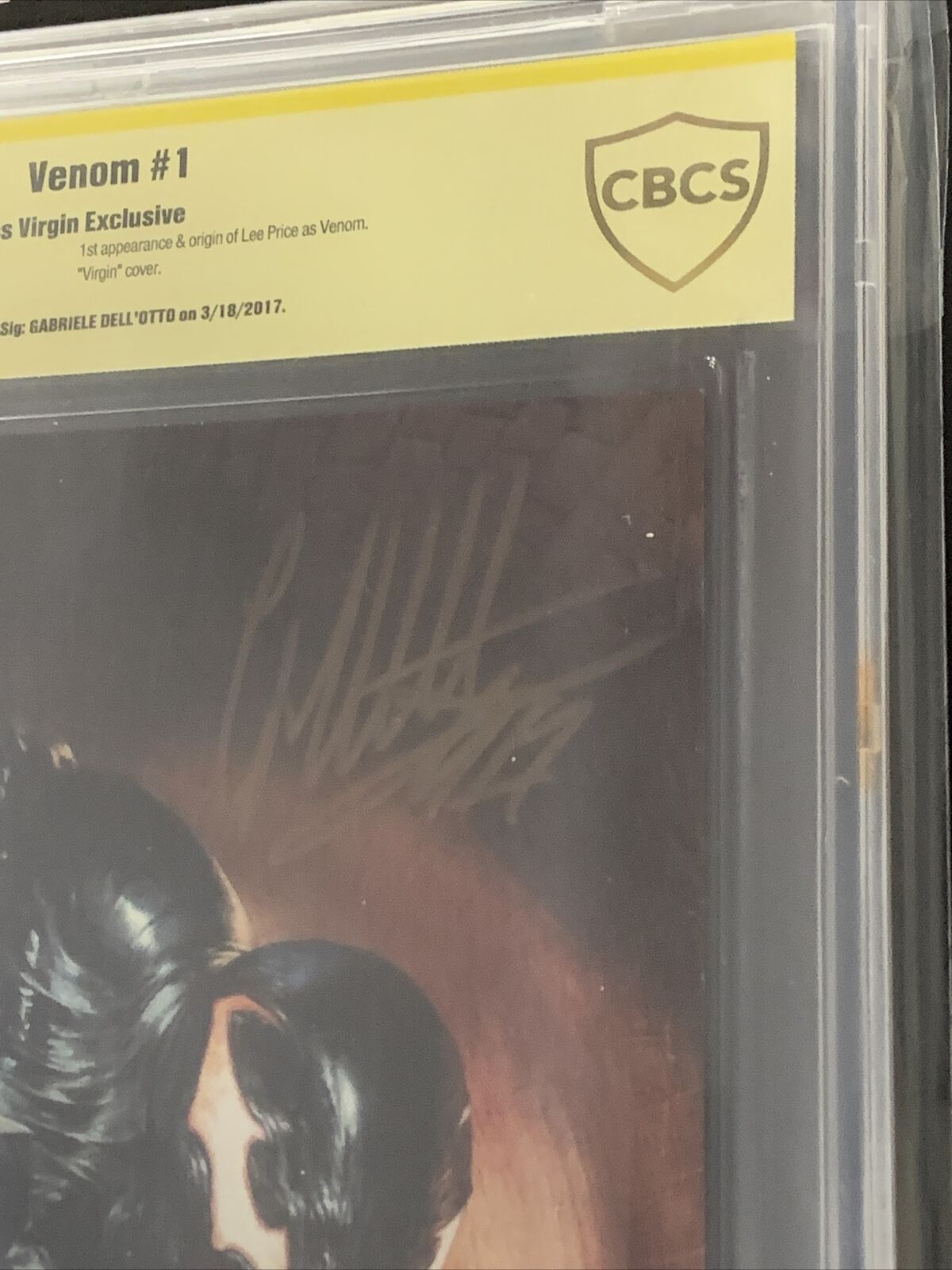Venom 1 Frankies Comics Virgin Variant 2017 CBCS 9.4 SS Signed By Dell Otto!