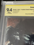 Venom 1 Frankies Comics Virgin Variant 2017 CBCS 9.4 SS Signed By Dell Otto!