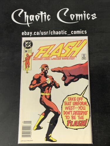 Flash 34 DC Comics 1990 Very Scarce Newsstand Edition!
