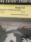 Venom 12 Comic Mint Virgin Color Splash CBCS 9.6 SS Signed By Clayton Crain!